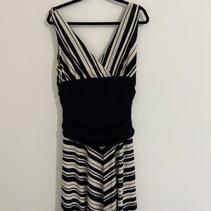Vintage Y2K Elegant Black and White Striped Dress